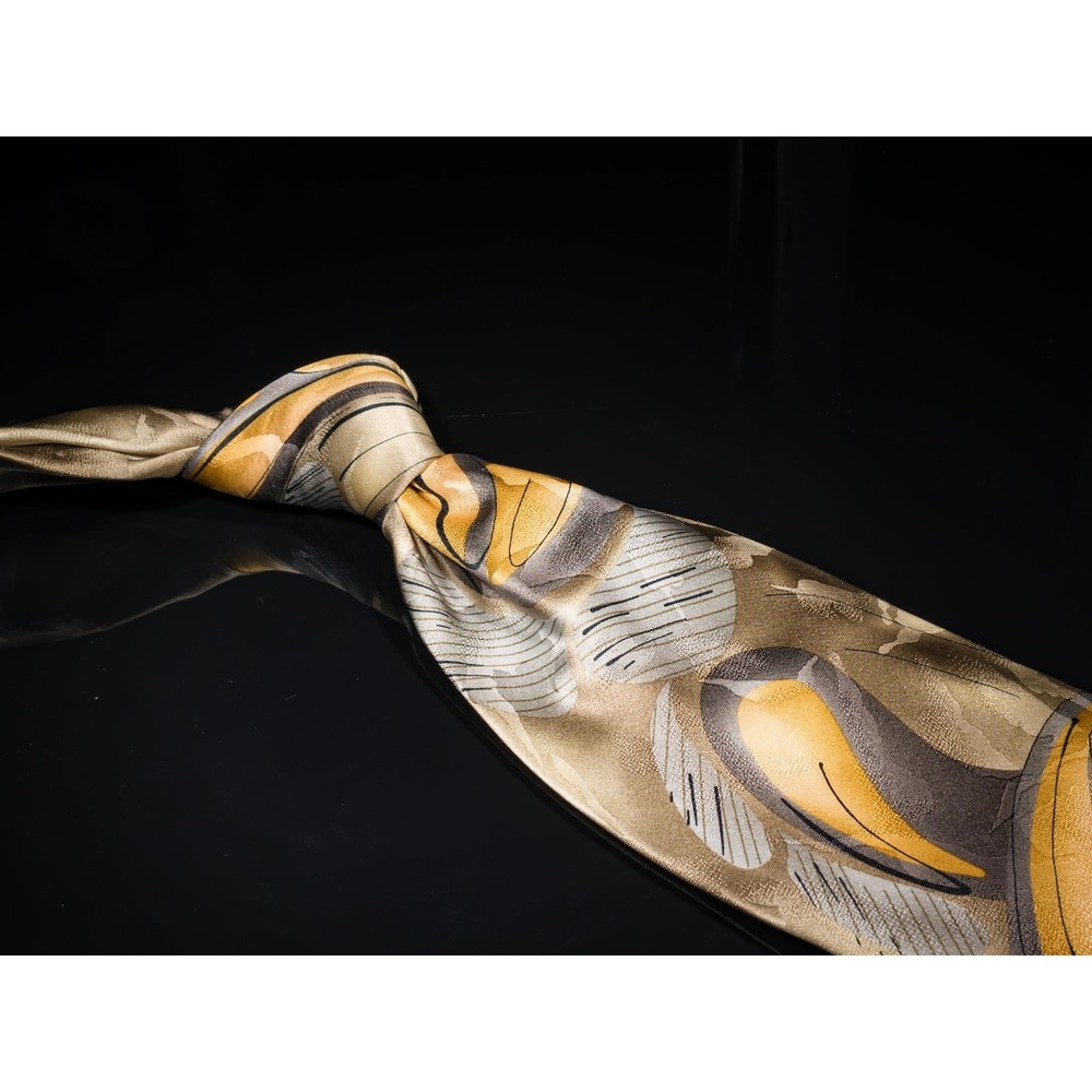 Jerry Garcia Brown Gray Abstract Silk Tie "Junglescape" Collectiopn 40